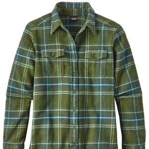 Patagonia Green Long-Sleeved Fjord Flannel Shirt XS Small Women